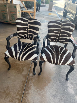 Ralph Lauren Conservatory Garden Zebra Hide French Bergere Arm Chairs (PAIR)