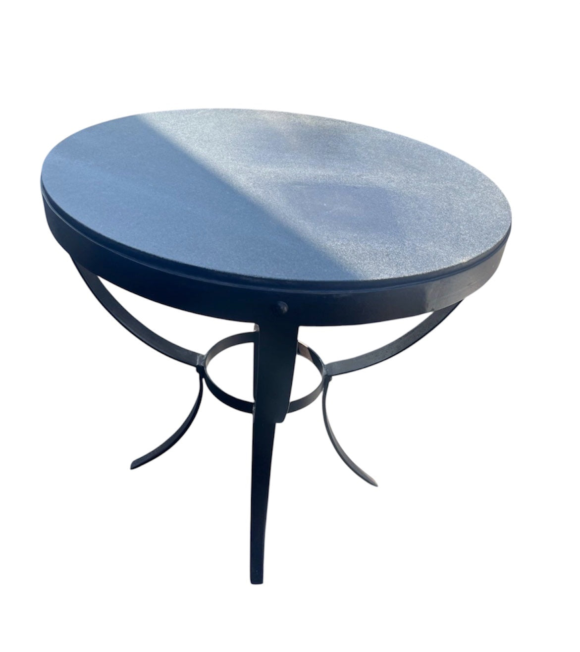 Round Black Slate Top Iron Base Table