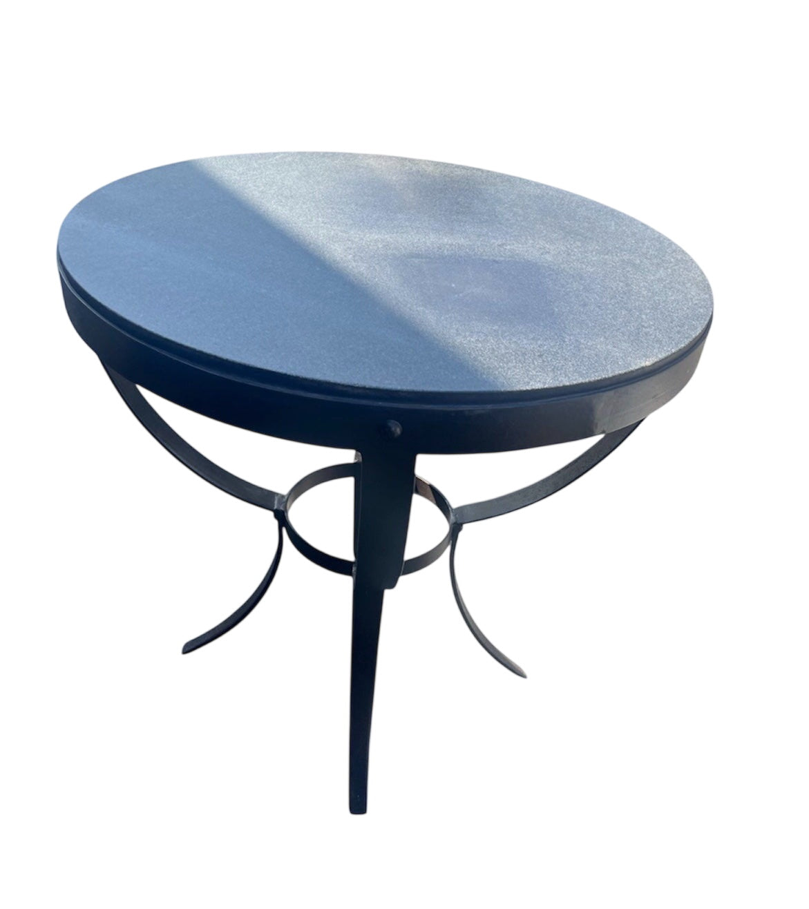 Round Black Slate Top Iron Base Table