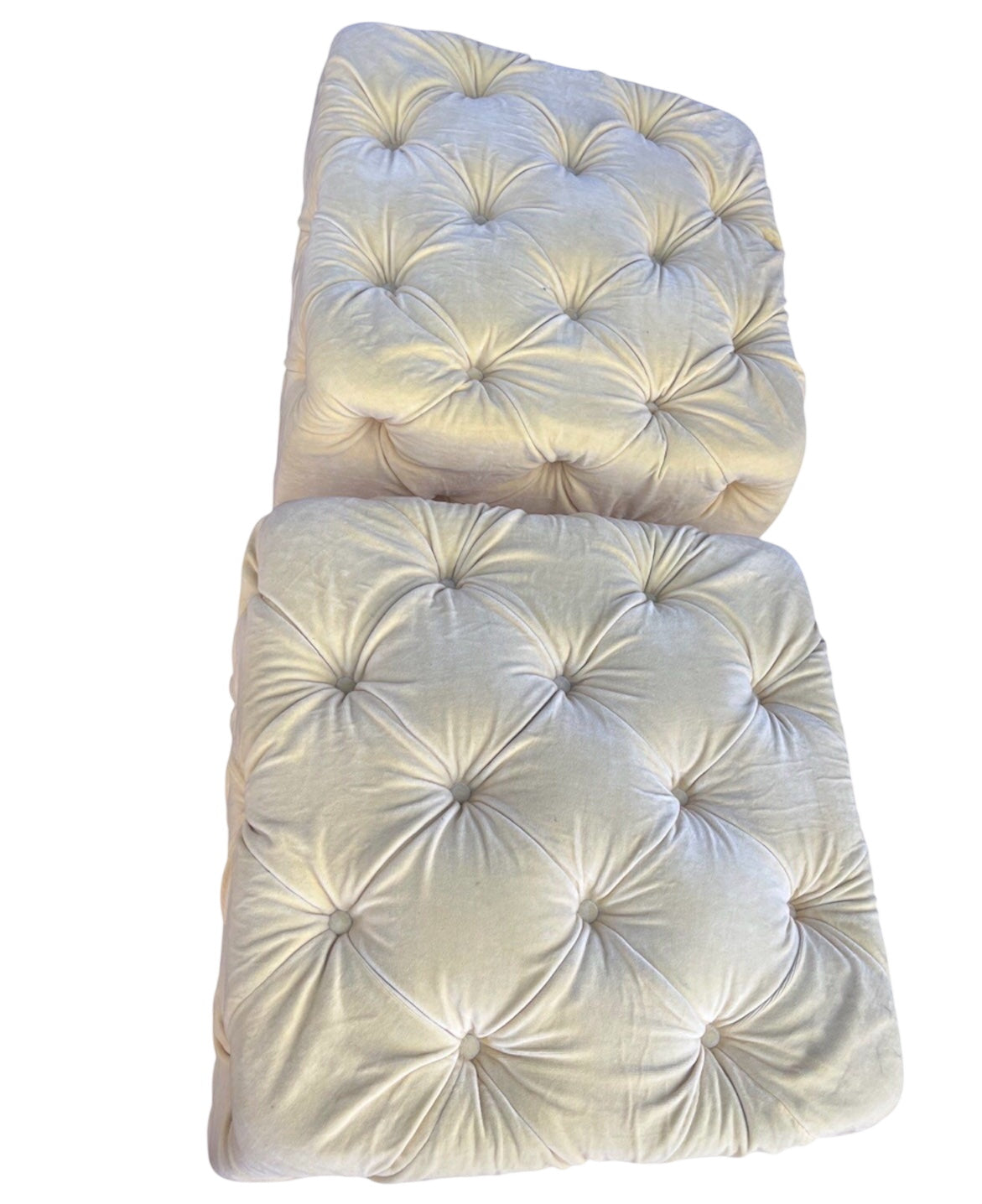 Square Yellow Tufted Velvet Ottoman or Pouf Priced EACH
