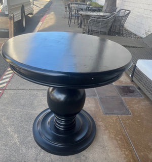 Round Black Mahogany Pedestal Entry Table H.D. Buttercup