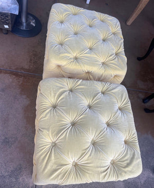Square Yellow Tufted Velvet Ottoman or Pouf Priced EACH