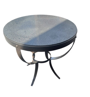 Round Black Slate Top Iron Base Table