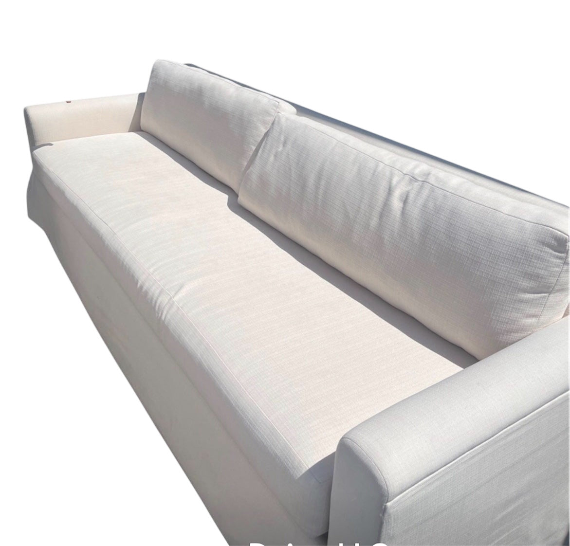 Cream Off White Villa Hallmark Upholstery Linen Sofa 109" x 35" Deep x 34" High