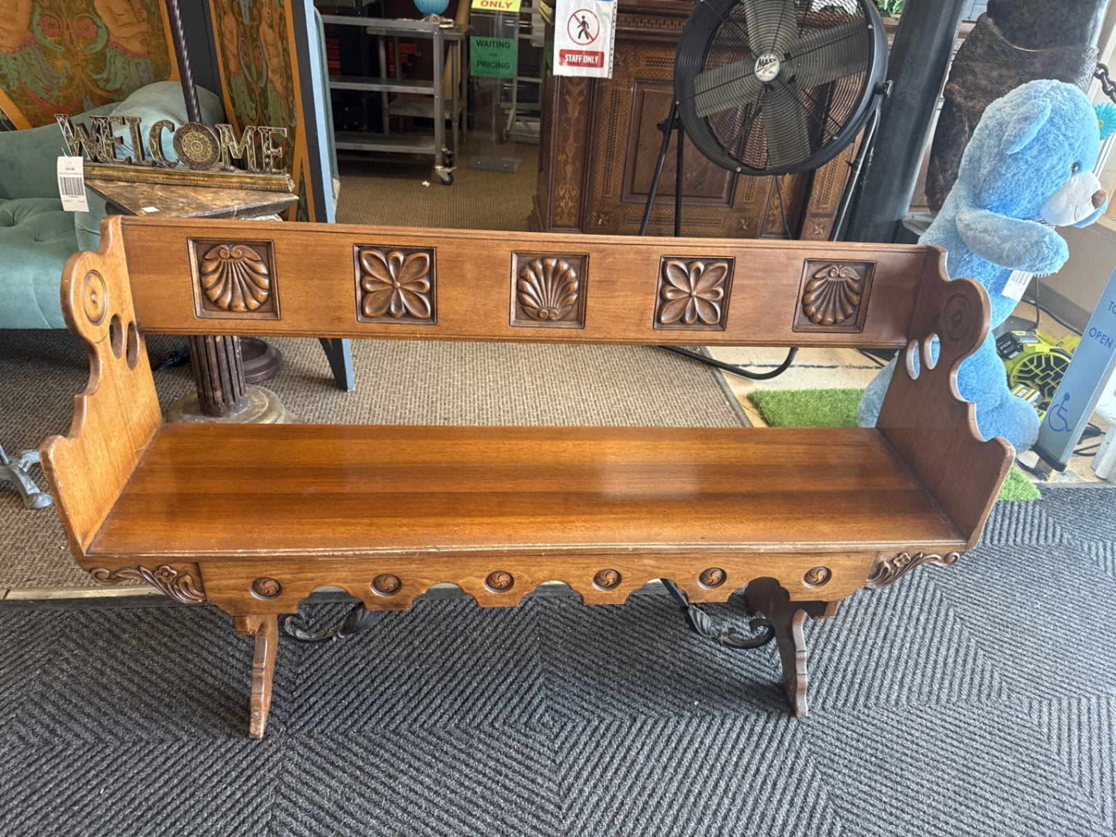 Kittenger Furniture Co. Antique Church Pew 58 x 34 x 17.