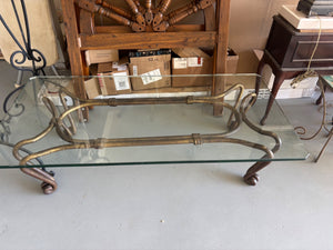 Contemporary Faux Bamboo Brass & Glass Coffee Table – 48" x 30"