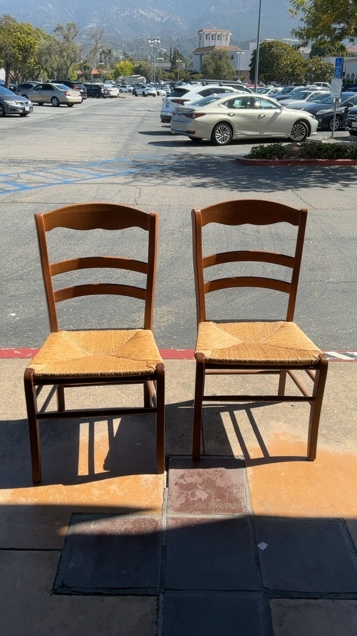 Wooden Rush Seat Dining Chairs (Pair)