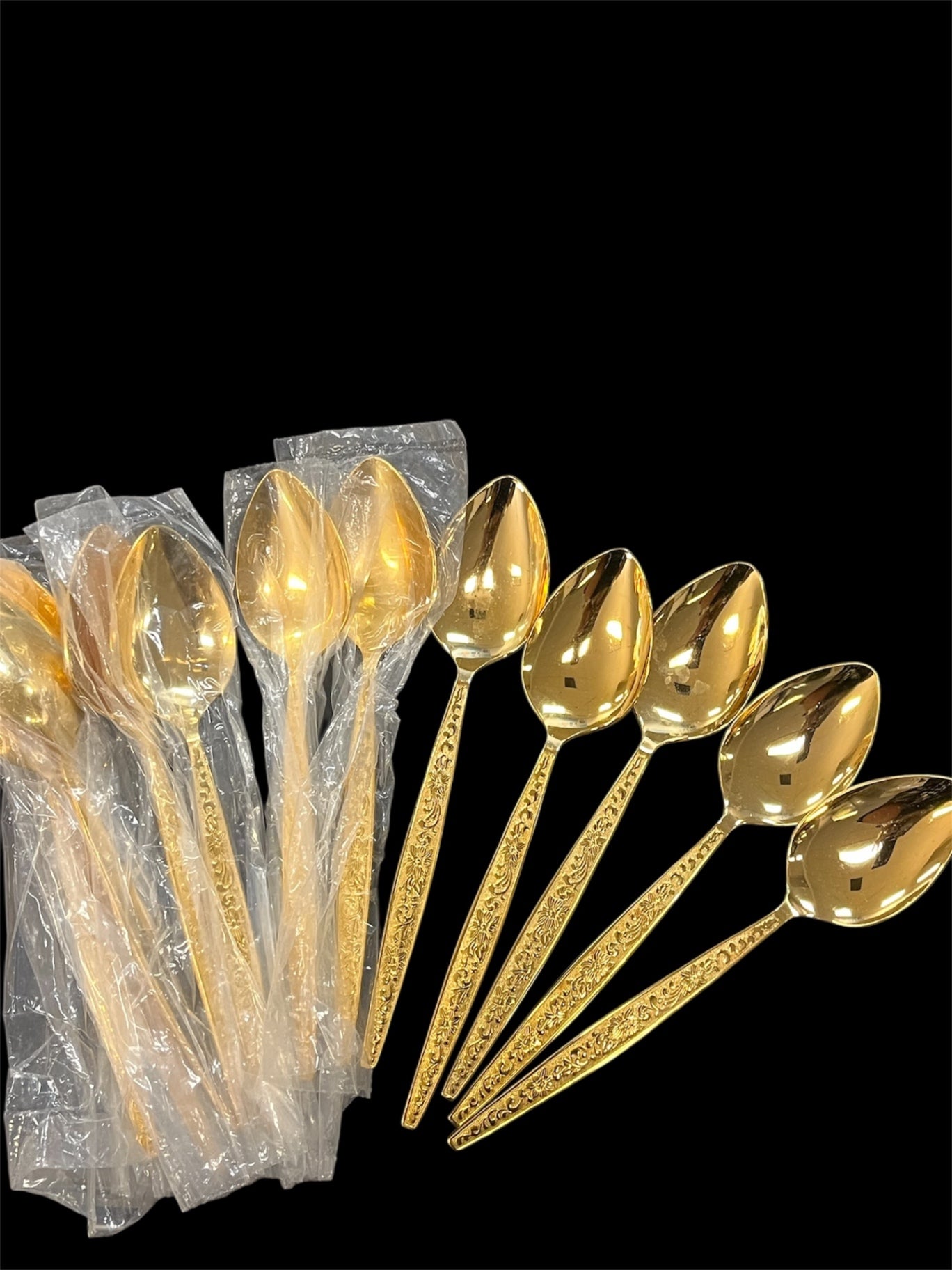 Gold Plate Stainless Serving Spoons 6 Pcs