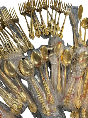 Rexford National Stainless Gold Plate Flatware 99 Pcs