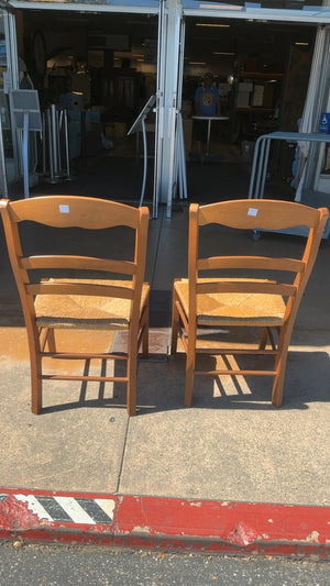 Wooden Rush Seat Dining Chairs (Pair)