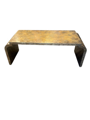 Karl Springer Inspired Faux Stone Finish Waterfall Coffee Table 19in x 50in x 20in