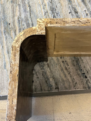 Karl Springer Inspired Faux Stone Finish Waterfall Coffee Table 19in x 50in x 20in