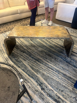 Karl Springer Inspired Faux Stone Finish Waterfall Coffee Table 19in x 50in x 20in