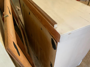 Vintage Dresser with attached mirror on top Dresser 51.5x19.5x32.5. Original Mirror braces to back and attaches on top is 46x30