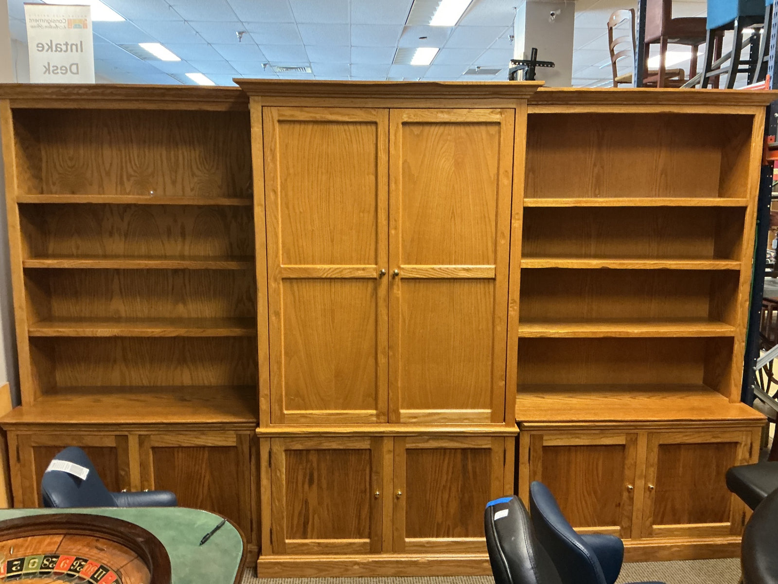 Oak 3 Piece Bookcase Cabinet (150x22x82)