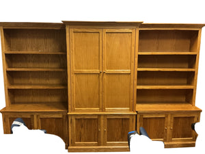 Oak 3 Piece Bookcase Cabinet (150x22x92)