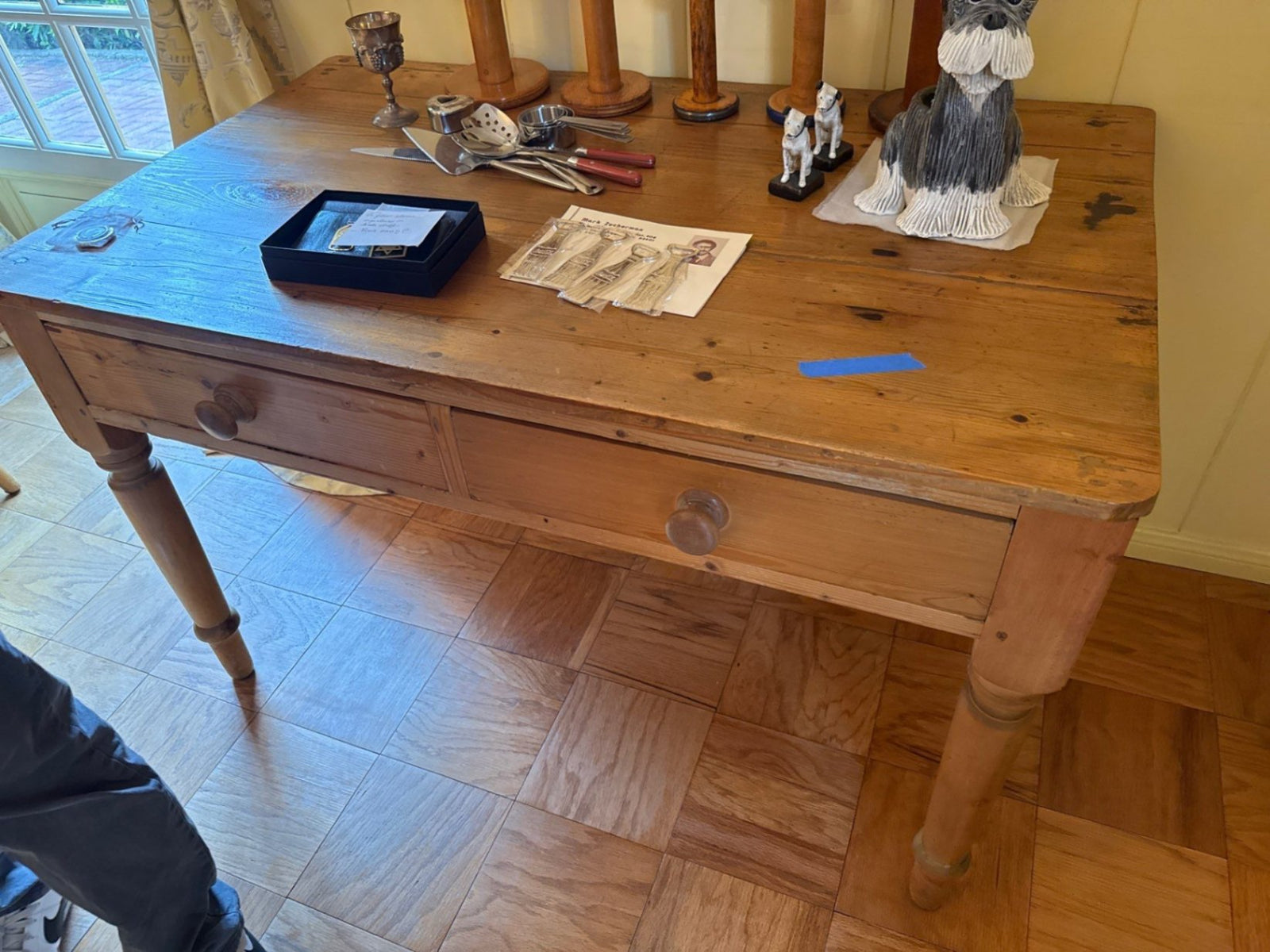 English Pine Farmhouse 2 Drawer Table (29x27x30)