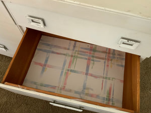 Vintage Dresser with attached mirror on top Dresser 51.5x19.5x32.5. Original Mirror braces to back and attaches on top is 46x30