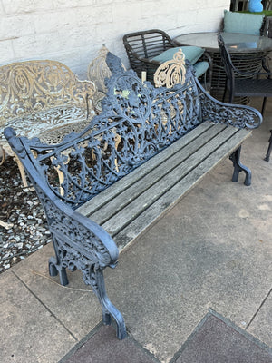 Victorian Cast Iron Garden Bench 55" W.