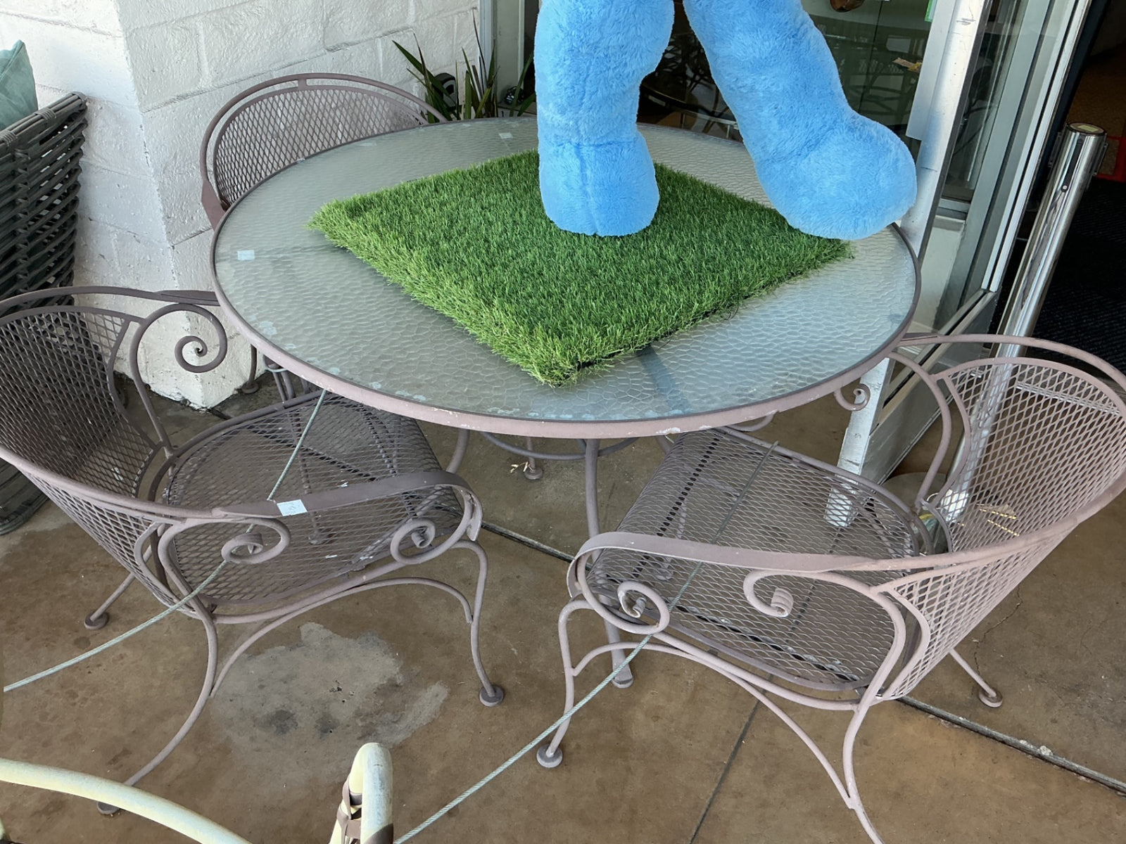 Wrought Iron 48" Patio Table + 4 Chairs