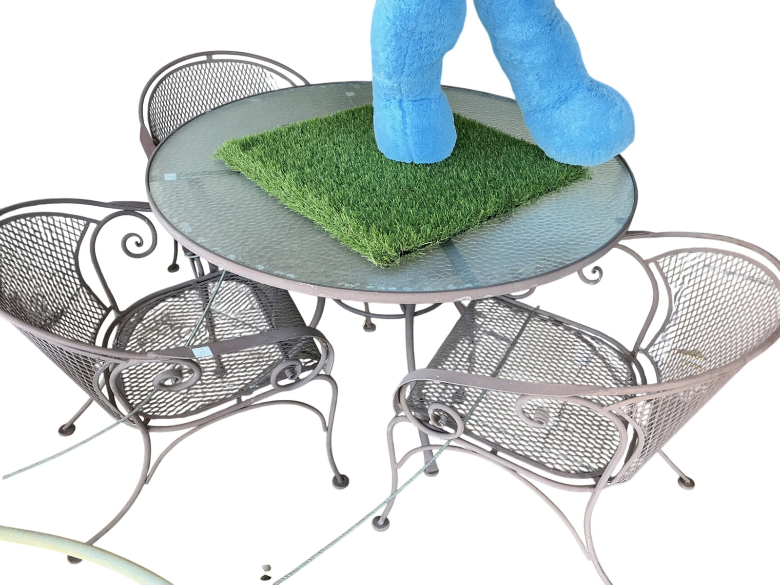 Wrought Iron 48" Patio Table + 4 Chairs