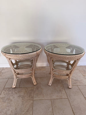 Rattan Willow Fan End Tables (pair) 23.5" x 23" high