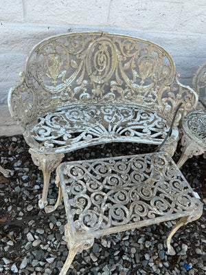 Victorian Cast  Wrought Iron Bench  and Table