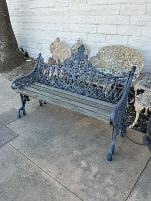 Victorian Cast Iron Garden Bench 55" W.