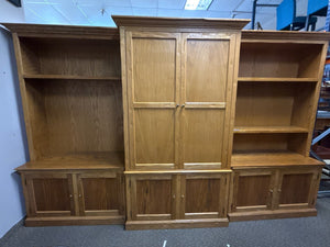 Oak 3 Piece Bookcase Cabinet (150x22x82)