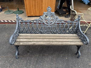 Victorian Cast Iron Garden Bench 55" W.