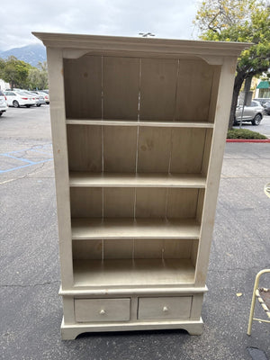 White Bookcase With 2 Drawers (38x12x74)