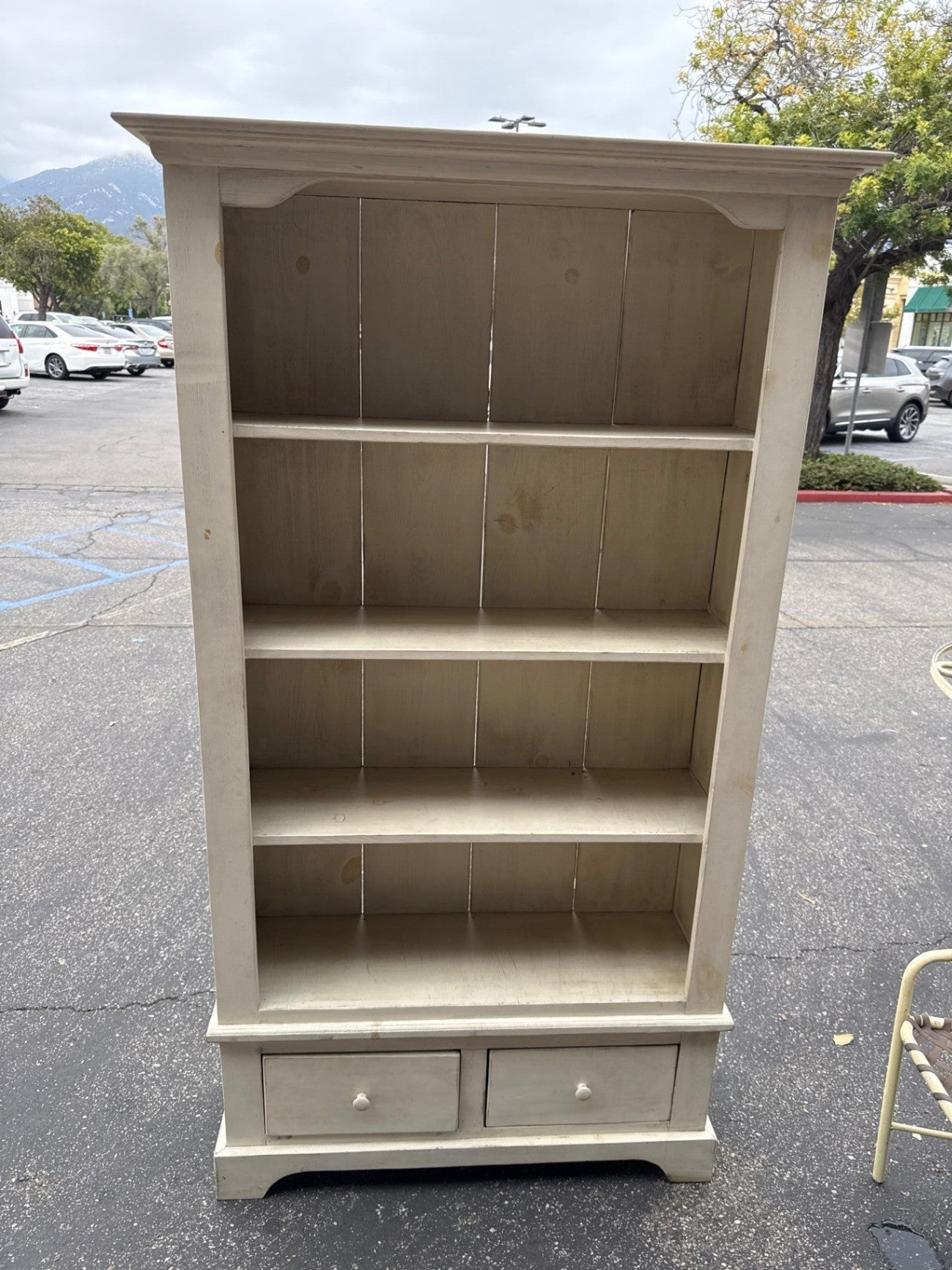 White Bookcase With 2 Drawers (38x12x74)