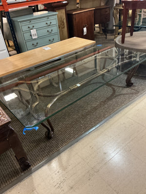 Contemporary Faux Bamboo Brass & Glass Coffee Table – 48" x 30"
