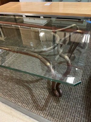 Contemporary Faux Bamboo Brass & Glass Coffee Table – 48" x 30"