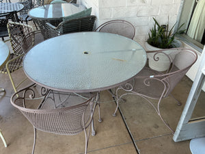 Wrought Iron 48" Patio Table + 4 Chairs