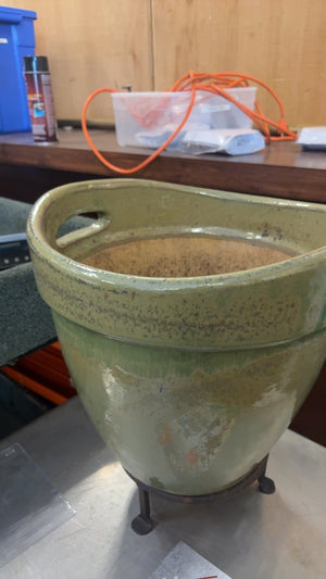 Green Glazed Ceramic Handled Planter – 13”