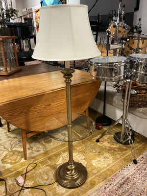 Brass Floor Lamp With Glass Tray