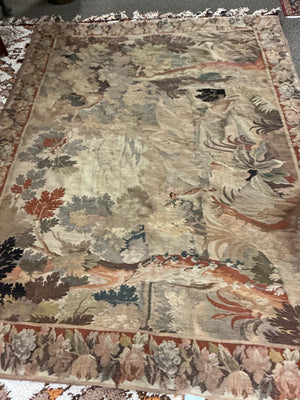 Mid-20th Century Belgian or French Jacquard Verdure Tapestry (108x88)