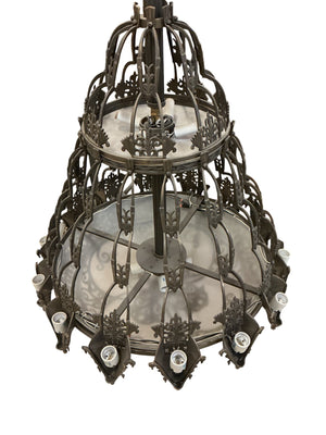 Spanish Revival Wrought Iron Chandelier