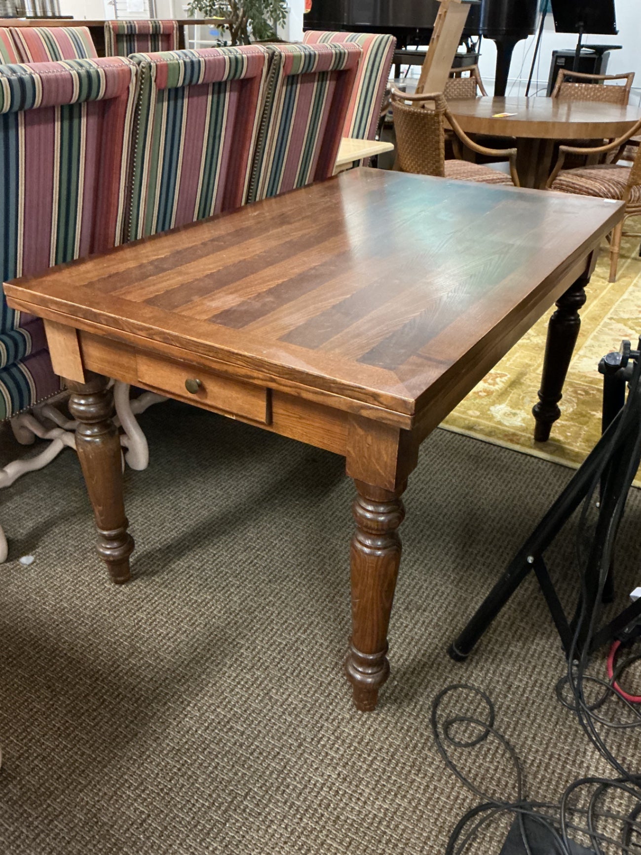 Transitional Farmhouse/Tuscan-Style Extension Dining Table 57"x34" — opens to 57"x68"