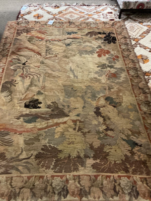 Mid-20th Century Belgian or French Jacquard Verdure Tapestry (108x88)