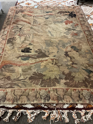 Mid-20th Century Belgian or French Jacquard Verdure Tapestry (108x88)