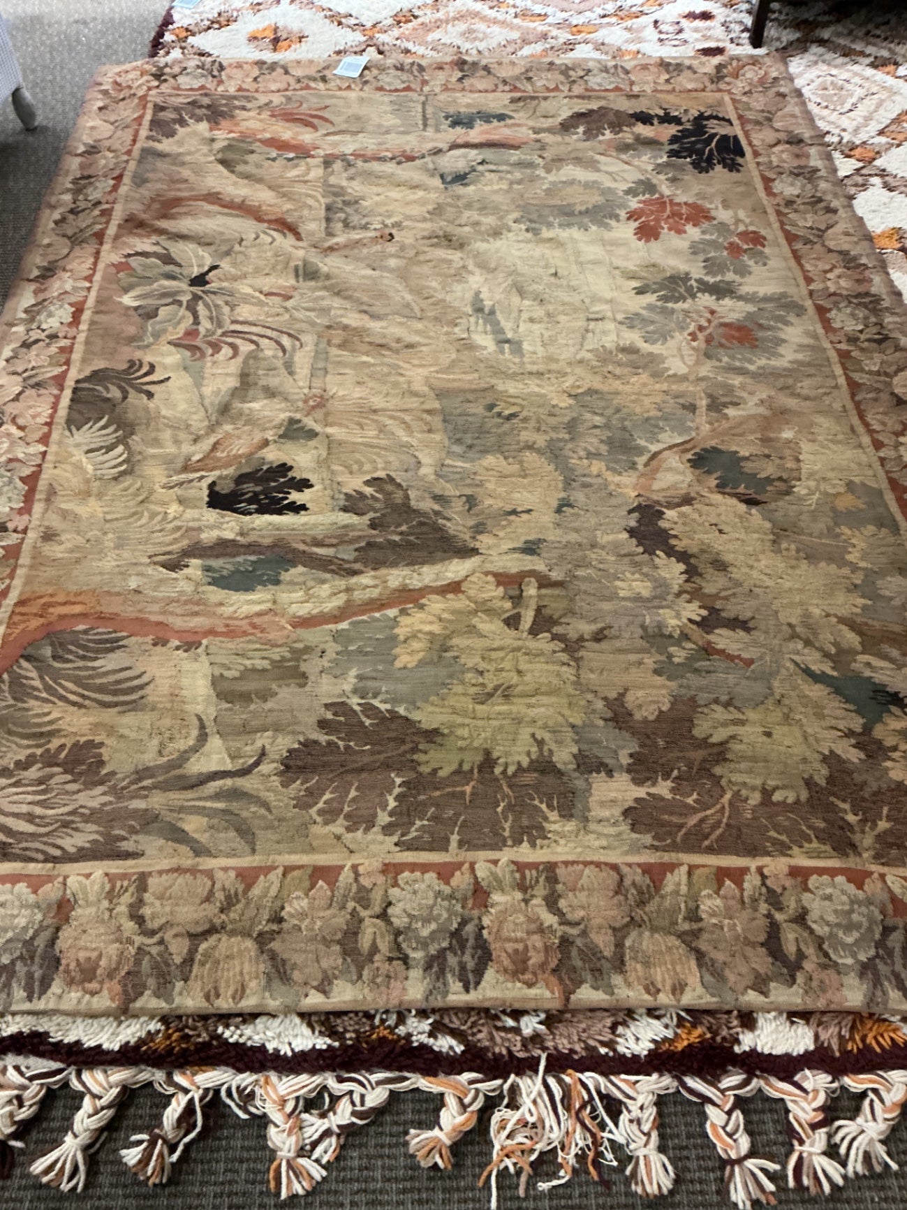 Mid-20th Century Belgian or French Jacquard Verdure Tapestry (108x88)