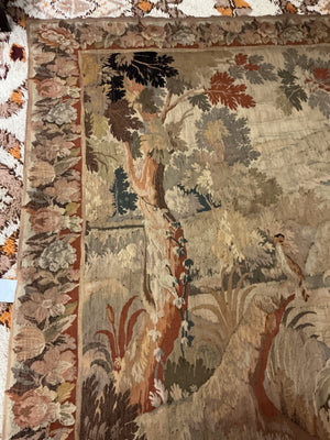 Mid-20th Century Belgian or French Jacquard Verdure Tapestry (108x88)