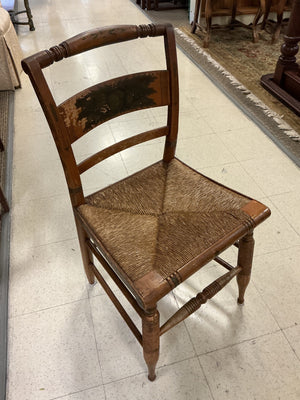 Vintage L. Hitchcock Stenciled Harvest Rush Seat Chairs (pair)