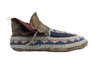 Blue & White Lakota Sioux *Beaded Moccasins* 1919 Rosebud Reservation Deer Hide