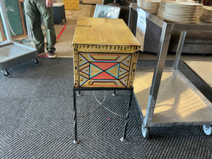Southwestern Painted Blanket Chest on Caster Metal Stand