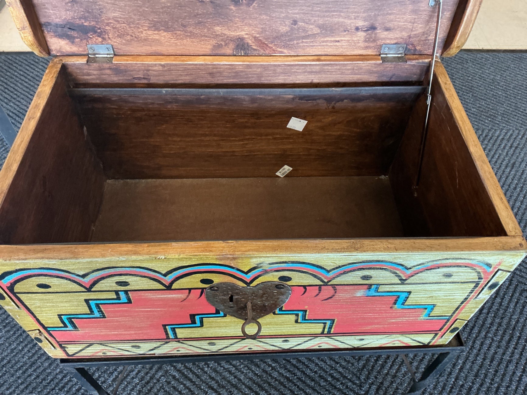 Southwestern Painted Blanket Chest on Caster Metal Stand - Miss