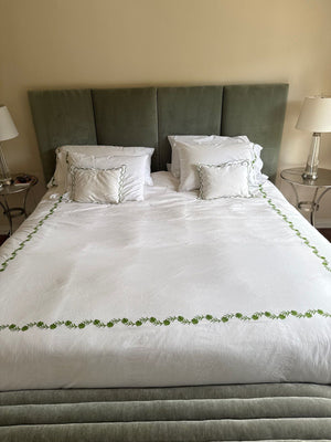 Article Modular Upholstered Soft Sage Olive Green Velvet Head Board 4 Panels