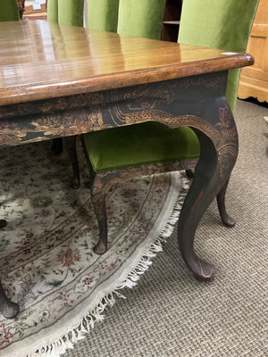 Pine Custom Chinoiserie 12 Seat Dining Table + 12 Scalamandre Chairs